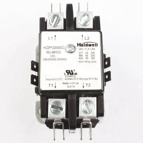 Front view of 2 Pole 40 Amp 240V Definite Purpose AC Contactor With Coil, 200K Cycle Rating, UL CSA CE Approved