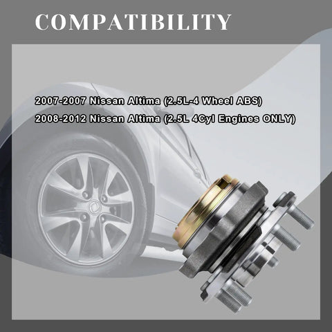 Front Left And Right Wheel Bearing Hubs Assembly For Nissan Altima 2007 2012 2.5L 4 Cylinder 5 Lug With ABS Encoder