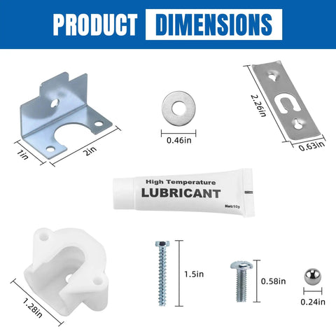Upgraded 134503600 Dryer Drum Belt & 5303281153 Rear Drum Bearing Kit dimensions, includes hardware, compatible with Frigidaire Kenmore