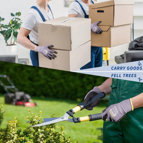 MicroFoam Nitrile Coated Work Gloves With Dot Grip For Dexterity 6 Pairs used for carrying boxes and trimming hedges
