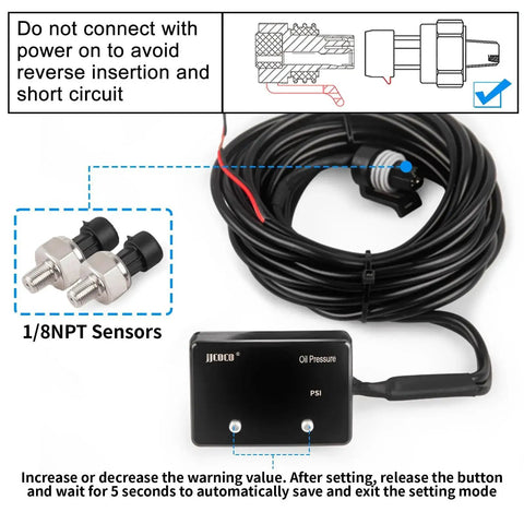 Oil Pressure Gauge Kit With LED Digital Display For 12V Cars And Trucks 0 To 232 PSI components and sensors layout