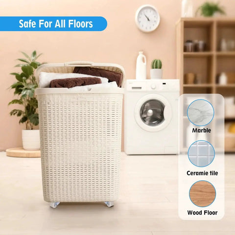 Laundry basket on Eight Pack Mini Caster Wheels 0.6 Inch Low Profile Swivel Casters Non Marring Nylon Drawer Rollers Self Adhesive