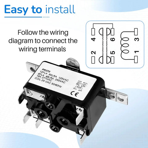 General Purpose 24V AC Relay with 12A Load and SPDT Contacts for Fan Control and Wiring Diagram