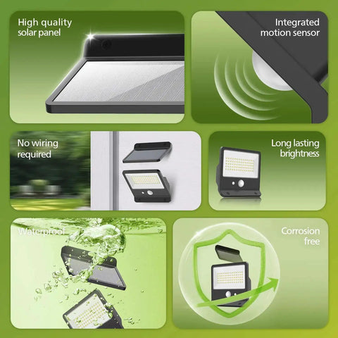 Dope Solar Flood Light With Motion Sensor For Outdoors 6500K Daylight 800 Lumens IP65 Waterproof Security Lighting features