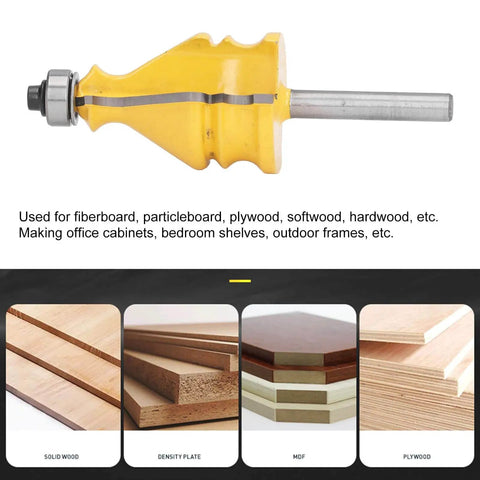 One Quarter Inch Shank Router Bit For Woodworking, Carbon Steel Alloy Cutter For Door Molding And Picture Frame Forming
