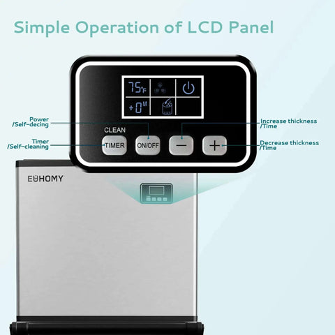 Heavy-Duty Industrial Ice Maker Machine With 450 Lbs Per 24 Hours Output And 250 Lbs Storage Bin ETL Certified Stainless Steel Clear Ice Maker showing control panel