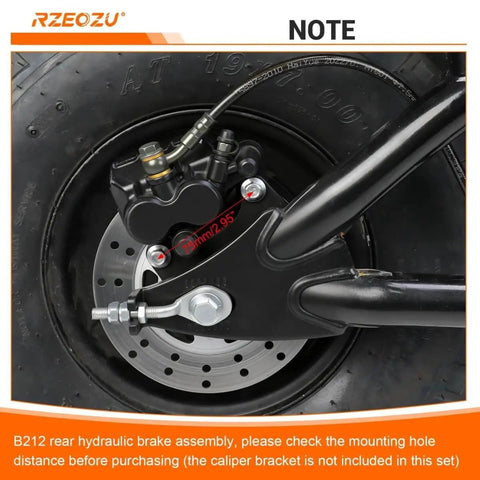 Mini Bike Rear Hydraulic Disc Brake Kit With Seven Eighths Inch Left Master Cylinder And Sixty Seven Inch Hose installed