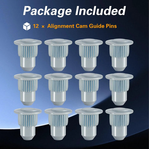 12 Pack Camber Alignment Pins For Chevy Silverado Tahoe Suburban Avalanche GMC Sierra Savana Yukon Cadillac Escalade Hummer H2 H3 Heavy Duty Durable Iron With Blue Zinc Plating Cam Guide Pins in packaging
