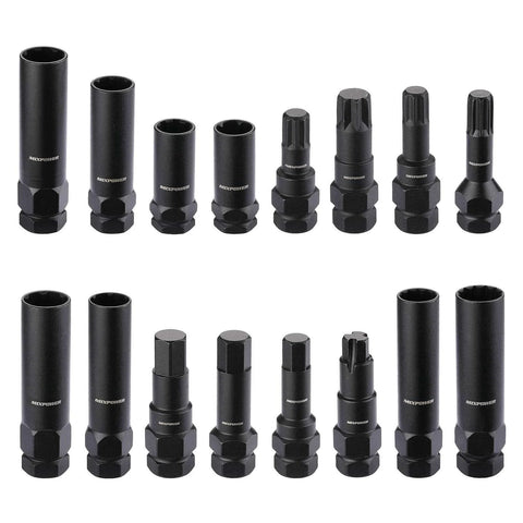 16 Piece Locking Lug Nut Master Key Set With Spline Star And Hex Keys Wheel Lock Removal Kit in CR-Mo Steel