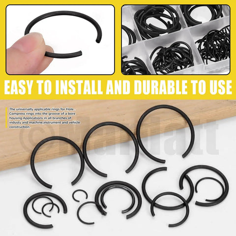 322 Piece Round Wire Snap Rings Set With 14 Sizes From 7mm To 30mm Internal C Clips Retaining Rings For Holes 65Mn Steel Durable For Mechanical DIY Projects And Quick Home Repairs