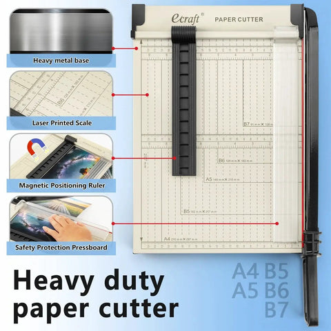 12 Inch Guillotine Paper Cutter For Arts And Crafts With Safety Guard And Magnetic Guide, 15 Sheet Capacity, Heavy Duty Metal Base