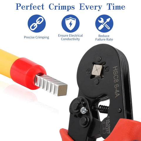 All-In-One Wire Ferrule Crimping Kit With 1800 Ferrules showing crimper tool and precise crimping detail