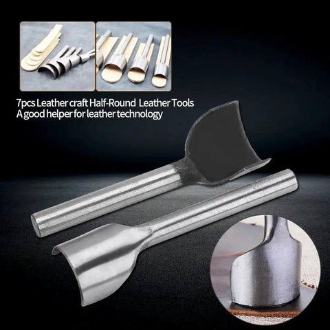 Half Round Leather Punch Cutter Set 7 Piece DIY Leather Craft Tool for wallets and belts with semicircle steel end view