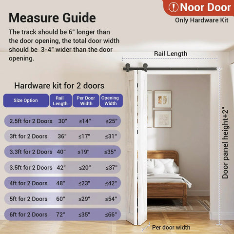 Heavy Duty 30 Inch Bi Folding Barn Door Hardware Kit For Two Doors Black Top Mount Track With Steel Rollers 330 Lb Capacity