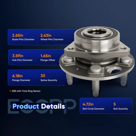Two Pack Front And Rear Wheel Hub Bearing Assembly Kit 5 Lug With ABS For Cadillac XTS CTS Buick Regal Allure 2010 2016