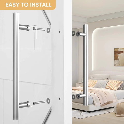 16 Inch Push Pull Door Handle Double Sided H Shape Stainless Steel For Sliding And Swing Doors Heavy Duty Silver Finish