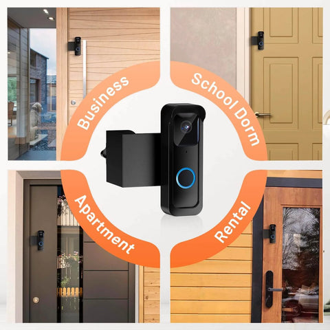 Anti-Theft Doorbell Mount For Blink Video Doorbell 1st Gen, Weatherproof Wall Bracket With Rain Cover on various doors.