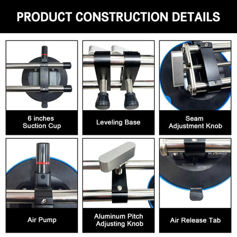 Heavy Duty Vacuum Countertop Leveling System With 3 Second Quick Suction Tech, construction details showing components