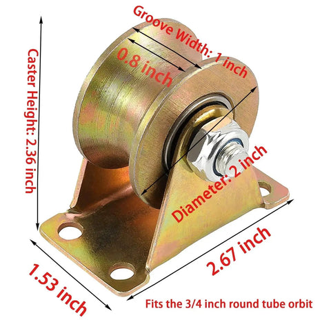 4 Pack 2 Inch U Groove Wheel Pulley 660 Lb 45 Steel Heavy Duty Sliding Gate Rollers With Bracket Rigid Caster For Inverted Track