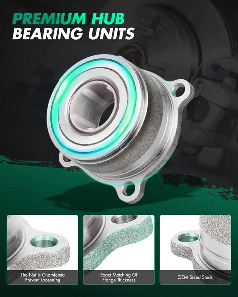 Close-up of two-piece rear wheel hub bearing kit for Nissan Frontier Xterra Suzuki Equator 2005 to 2014