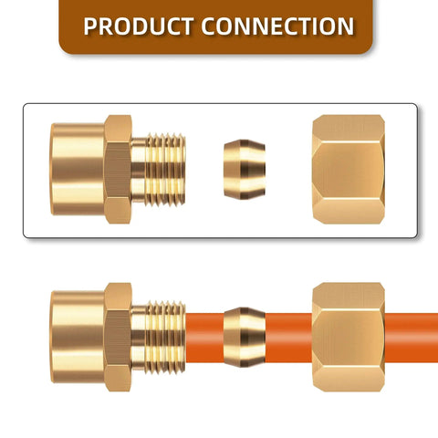 Brass Compression Tube Fitting Straight Coupling Adapter One Quarter Inch Tube OD To One Quarter Inch NPT Female Connector Six Pack