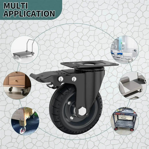 4 Inch Swivel Caster Wheels With Dual Brakes Up To 1000 Lbs Load Capacity Set Of 4 Solid Rubber Wheels application examples