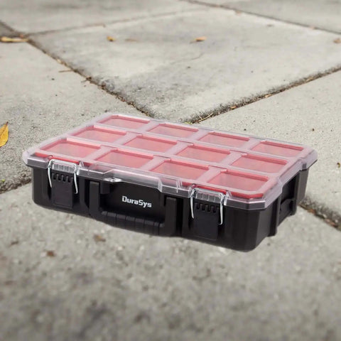 Deep Tool Box Organizer For Small Parts, Heavy Duty Storage Chest With Removable Inner Cups, 17.3 By 14 By 4.2 Inches