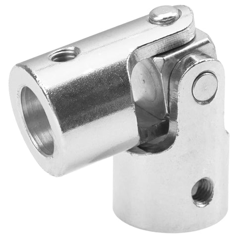 Universal U-joint coupler for RC hobby, 12mm to 12mm, chrome-plated metal with mounting hole