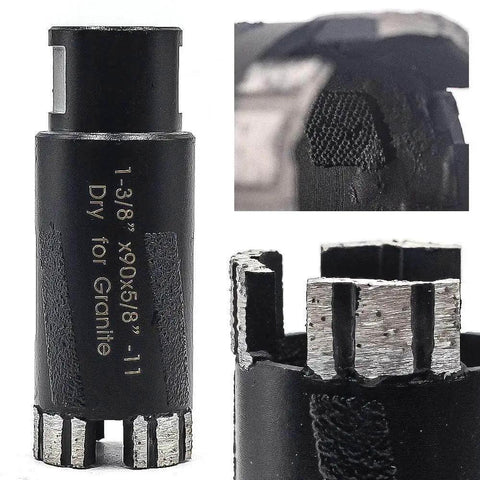 One And Three Eighths Inch Dry Diamond Core Drill Bit with Five Eighths Eleven Thread for Granite and Masonry, 35mm Core Size