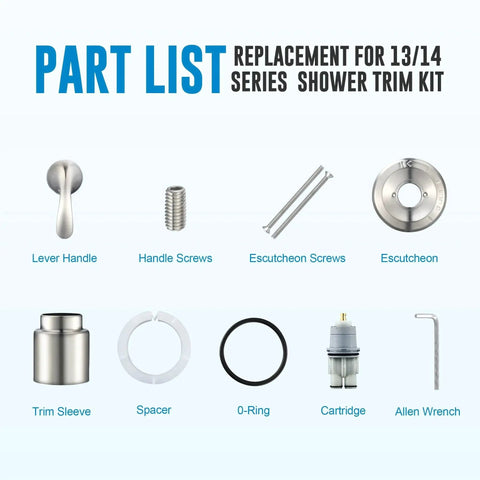 Replacement For Delta Classic 13 Series Single Function Trim Kit T13020 SS Stainless Steel Shower Handle parts list