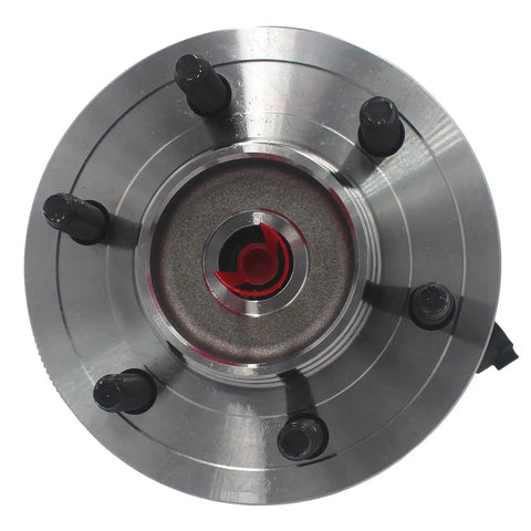 Front view of Front Wheel Bearing And Hub Assembly For 2011 Through 2014 Ford F150 Expedition Lincoln Navigator 4WD 6 Lug With ABS Beefed Up Replacement Hub Bearing Durable Heavy Duty.