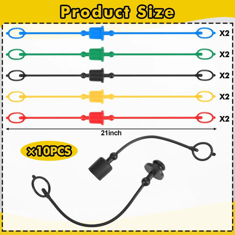 Tondiamo 10pc set of hydraulic dust caps and plugs; blue, green, black, yellow, red for 1/2 inch flat-face couplings.