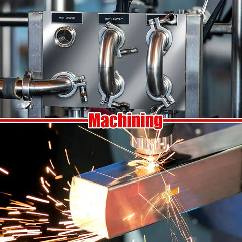 Machining process with sparks flying on 304 stainless steel sheet for DIY projects, showcasing durability and craft use.