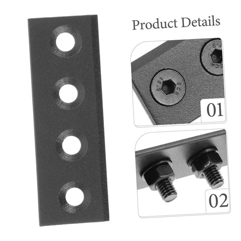 Beefy Track Fixing Connector For Barn Door Track And Sliding Gate Hardware Black Heavy Duty Bracket Set showing bolt holes and screws