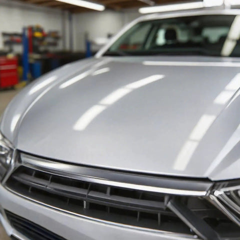 Close-up of a car hood with a glossy finish, ideal for Crystal High Gloss Auto Clear Coat Pen 1.5 Oz For Cars Touch Up And Peel Repair application.