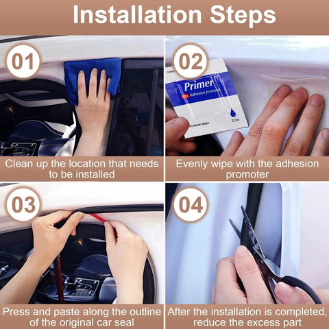 Installation steps for Durable D Shaped EPDM Weather Stripping For Cars And RVs 10 Ft Self Adhesive Door Seal Strip For Windows And Doors No More Drafts Or Noise With Automotive Soundproofing Weatherstripping For Cars Trucks Vans