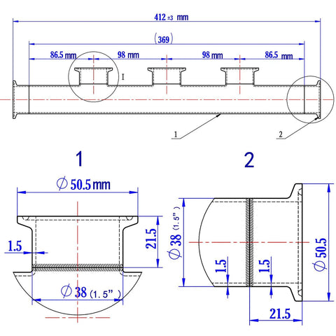 GOGOUP Tri Clamp Manifold, 1.5 in, 3-way, 304 stainless steel sanitary fitting, polished, Amazon