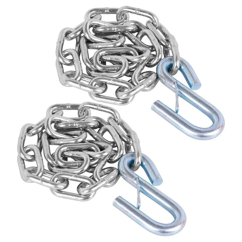 27 Inch Trailer Safety Chain Kit With 5/16 Spring Hook Grade 30 7000 Lb Capacity Zinc Plated SAE Compliant Pack Of 2
