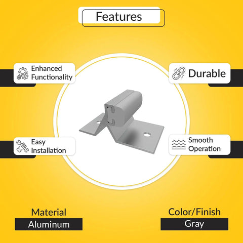 Sliding Patio Door Bumper Stop In Gray Aluminum 2 Inch Length 1 Inch Width For Sliding Door Bumper And Patio Door Stop Applications In Residential Or Commercial Sliding Door Systems, shown with gray finish and installation details.