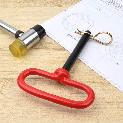 Two Pack Three Quarter Inch By Four And A Half Inch Steel Hitch Pins With Red Rubber Coated Handles And Clips For Tow Hitch Receiver Heavy Duty Clevis Pins Red Color Trailer Pins