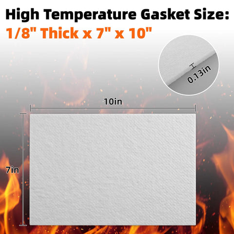 White high-temperature gasket sheet 7x10 in, 1/8 in thick, ceramic fiber alternative against flames