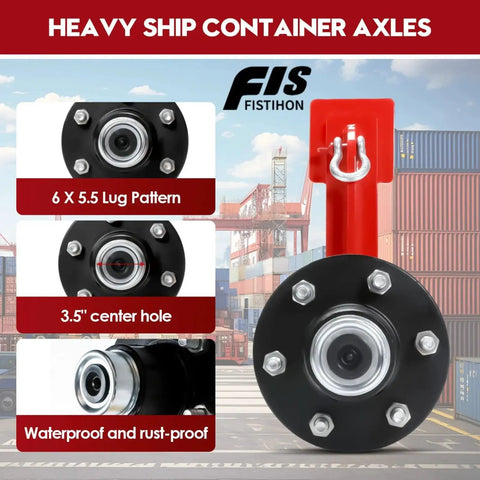Heavy Duty Shipping Container Wheels Kit 2 Pack For 20 To 40ft Containers with close-up views of wheel axles and features