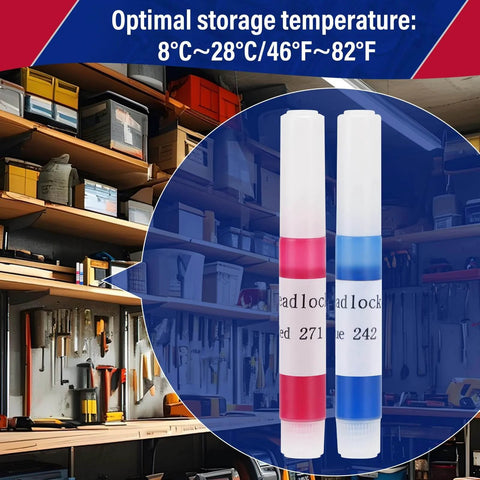 Thread Locker Duo Pack Blue 242 And Red 271 In 2ml Bottles 50 Pack Total 25 Packs Each Medium To High Strength Locking Compound