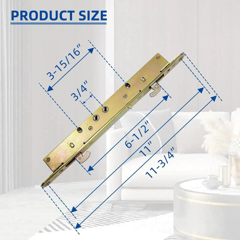 Eleven And Three Quarters Inch Multi Point Mortise Lock With Face Plate For Sliding Patio Glass Doors Two Point Mortise Lock Replacement Fits Three Fifteen Sixteenths Inch Handle Anti Slam Pin For Enhanced Patio Door Security