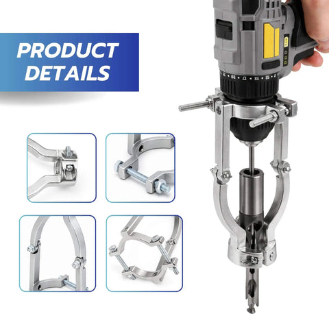 Square Hole Drill Bit Adapter For Drill Press Or Hand Drill, Pro Grade Heavy Duty Dual Use Mortising Attachment, close-up view