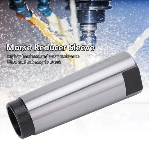 MT4 to MT3 Morse taper reducing sleeve, silver high-speed steel adapter for lathe/milling CNC fixtures (side view)