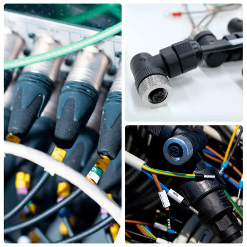 Various M12 4 Pin Aviation Circular Connectors IP67 for outdoor networks and computer gear setup in use