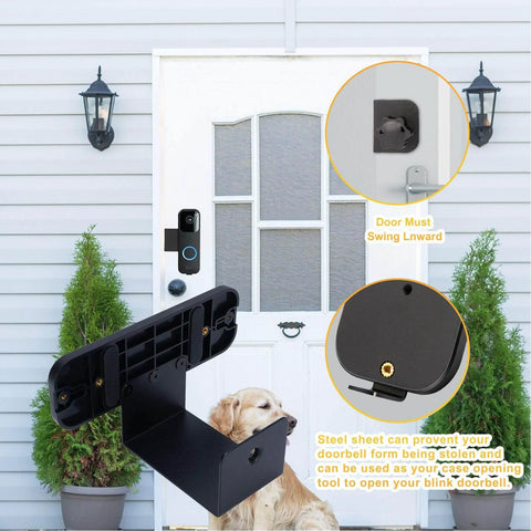 Anti-Theft Doorbell Mounting Bracket Kit For Video Doorbell Installation And Office Entryway Security shown on door.