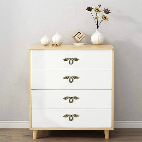 Dresser with Vintage Style Leaf Drawer Pulls for Cabinets and Dressers in Bronze Finish Premium Zinc Alloy Handles, installed, room view.