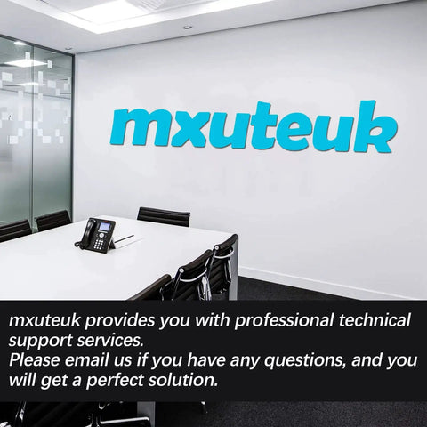 Office conference room with 'mxuteuk' logo on the wall, featuring a phone on the table